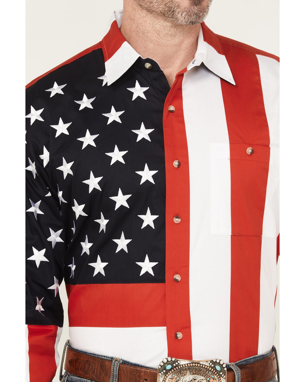 Image #3 - Rangewear by Scully Men's Patriotic American Flag Western Shirt, Multi, hi-res