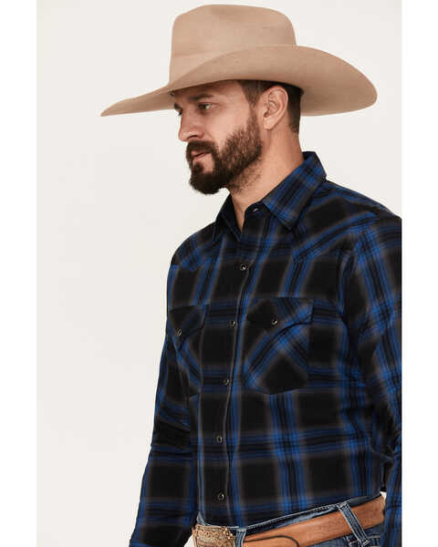 Image #2 - Ely Walker Men's Plaid Print Long Sleeve Snap Western Shirt , Black, hi-res