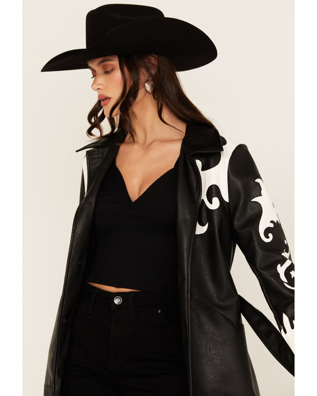 Image #4 - Azalea Wang Women's Robot Cowgirl Button-Down Trench Coat, Black, hi-res
