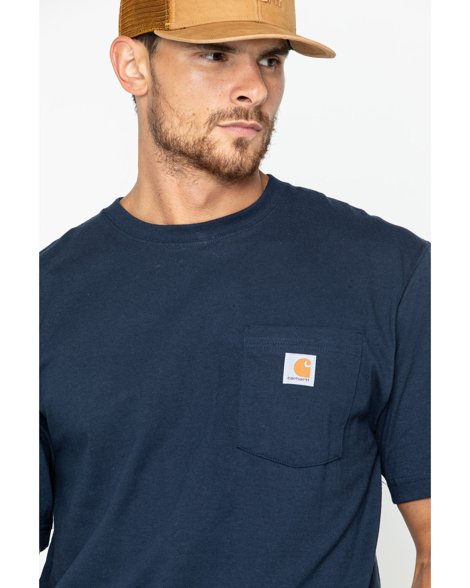 Image #3 - Carhartt Men's Loose Fit Heavyweight Logo Pocket Work T-Shirt, Navy, hi-res