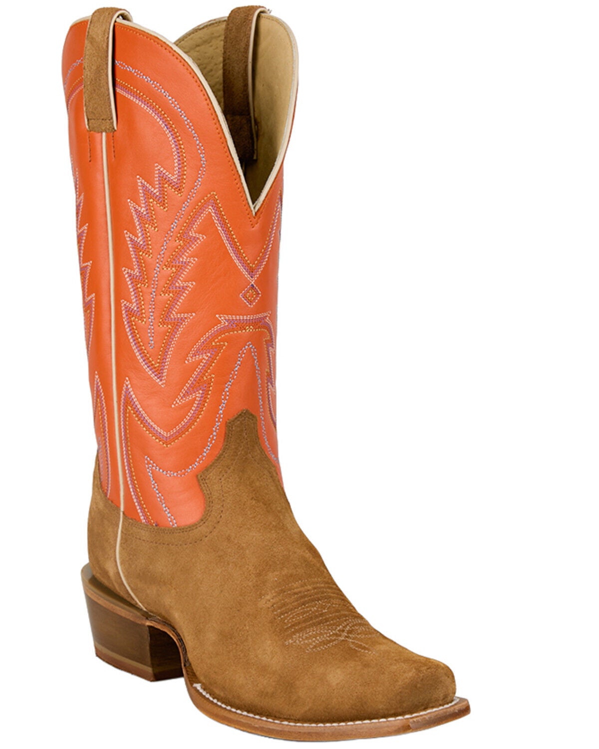 Tony Lama Men's Jax Suede Western Boots - Square Toe, Tan, hi-res