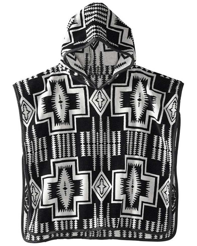 Pendleton Boys' Harding Jacquard Print Hooded Towel, Black, hi-res
