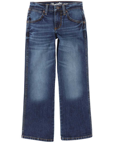 Wrangler Boys' Medium Wash Dellwood Relaxed Bootcut Stretch Jeans - Big, Medium Wash, hi-res