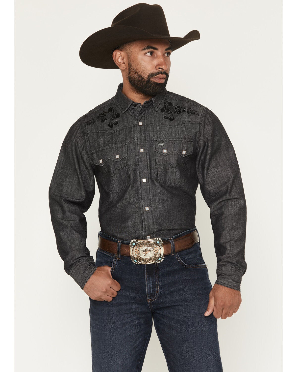 Kimes Ranch Men's Memphis Denim Embroidered Long Sleeve Snap Western Shirt | Sheplers