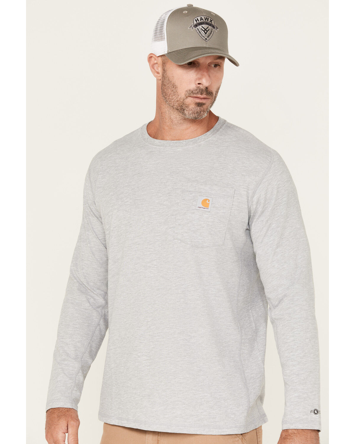 Image #2 - Carhartt Men's Force Relaxed Midweight Long Sleeve Pocket T-Shirt, Grey, hi-res