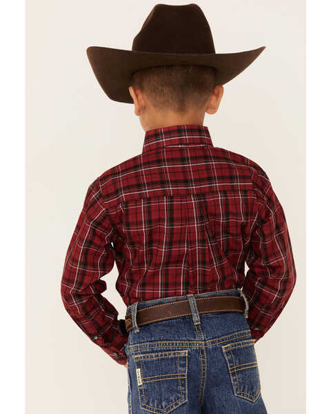 Image #7 - Wrangler Boys' Riata Plaid Long Sleeve Western Shirt, , hi-res