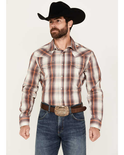 Wrangler Retro Men's Premium Plaid Print Long Sleeve Snap Western Shirt, Multi, hi-res