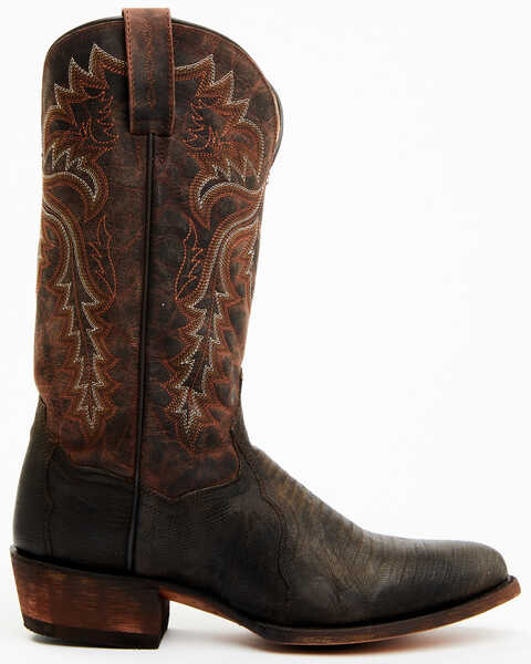 Dan Post Men's Exotic Teju Lizard Leather Tall Western Boots - Round Toe, Dark Brown, hi-res