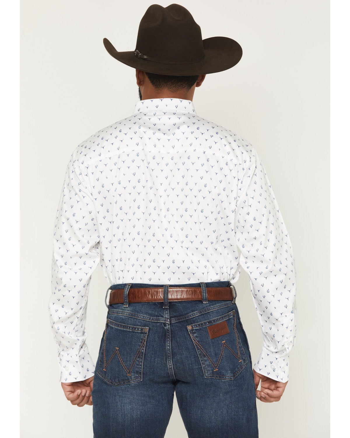 Image #4 - Wrangler X Cody Johnson Men's Steer Head Print Long Sleeve Button-Down Western Shirt, White, hi-res