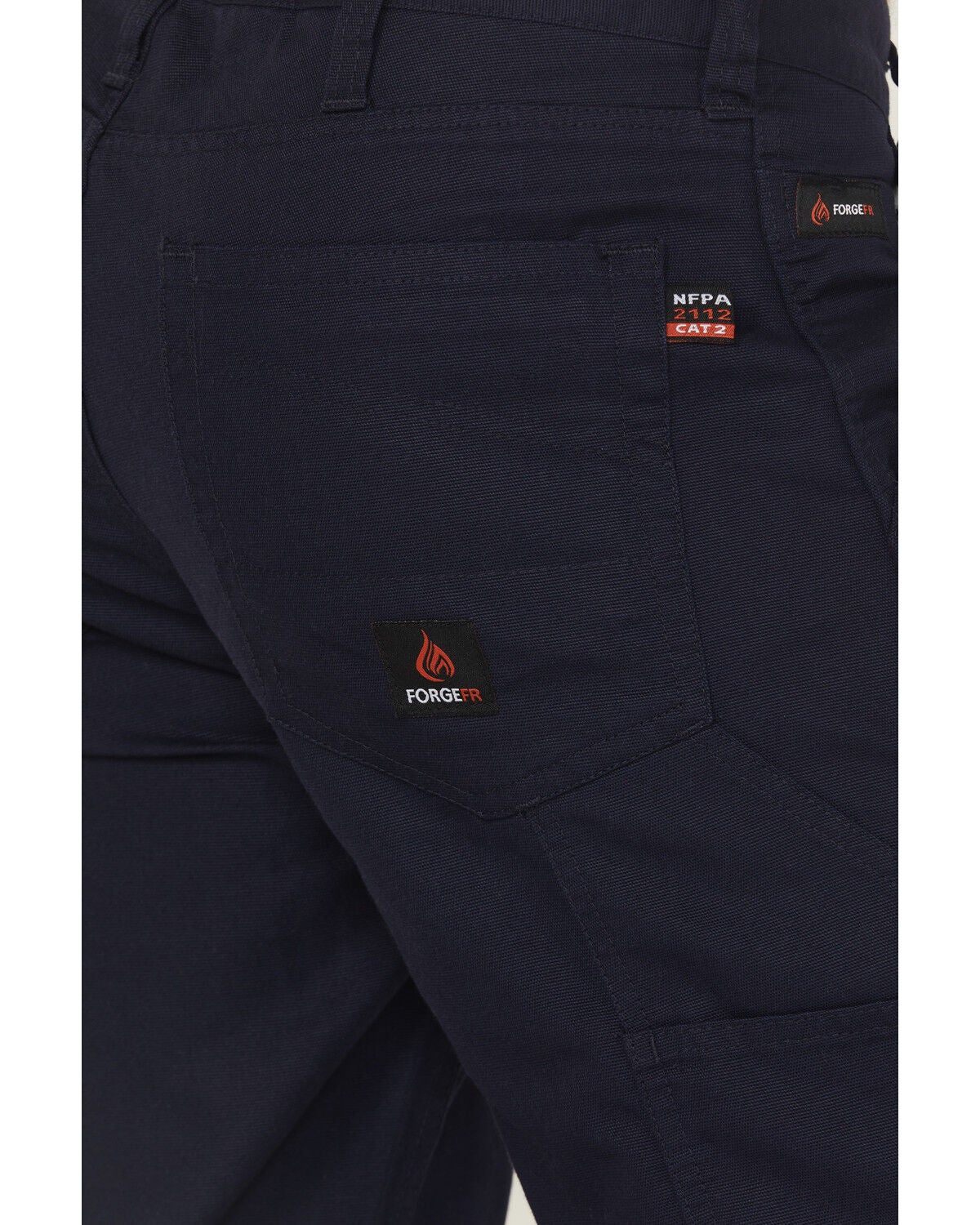 Image #4 - Forge Workwear Men's FR Relaxed Bootcut Canvas Pants, Navy, hi-res