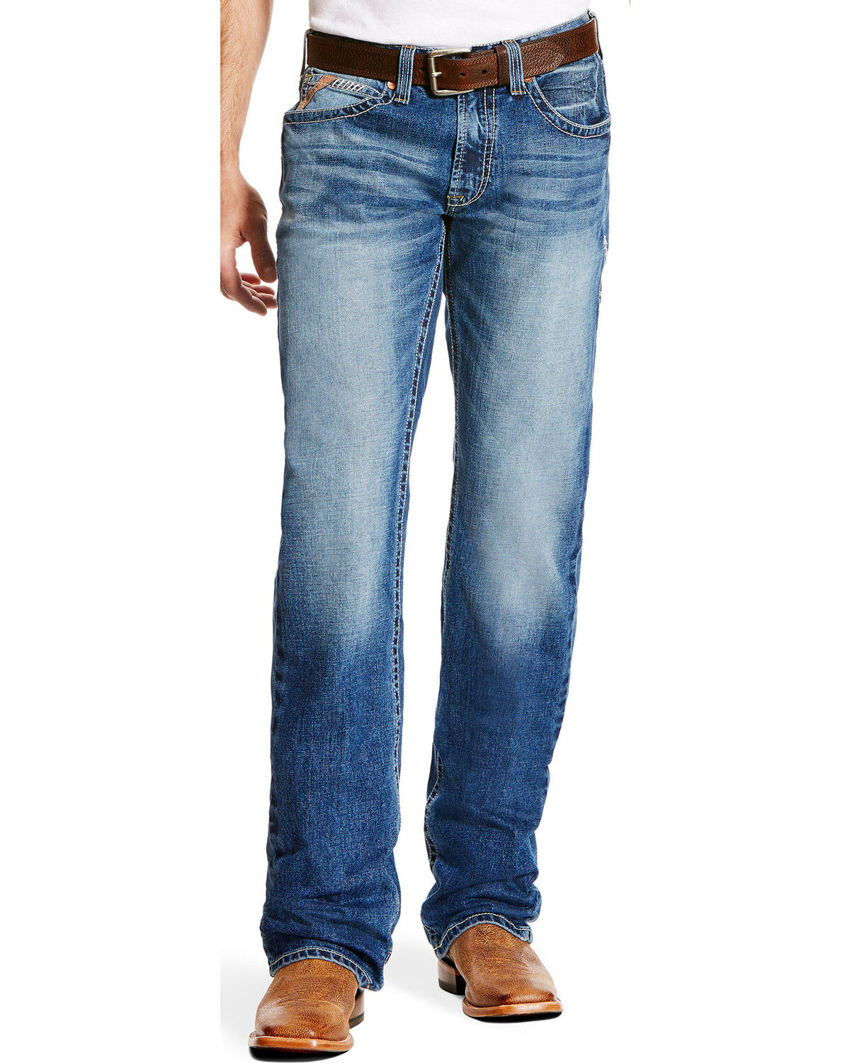 Image #2 - Ariat Men's M5 Stillwell Low Slim Straight Jeans, Indigo, hi-res