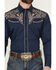 Image #3 - Rodeo Clothing Men's Embroidered Long Sleeve Pearl Snap Western Shirt, Navy, hi-res
