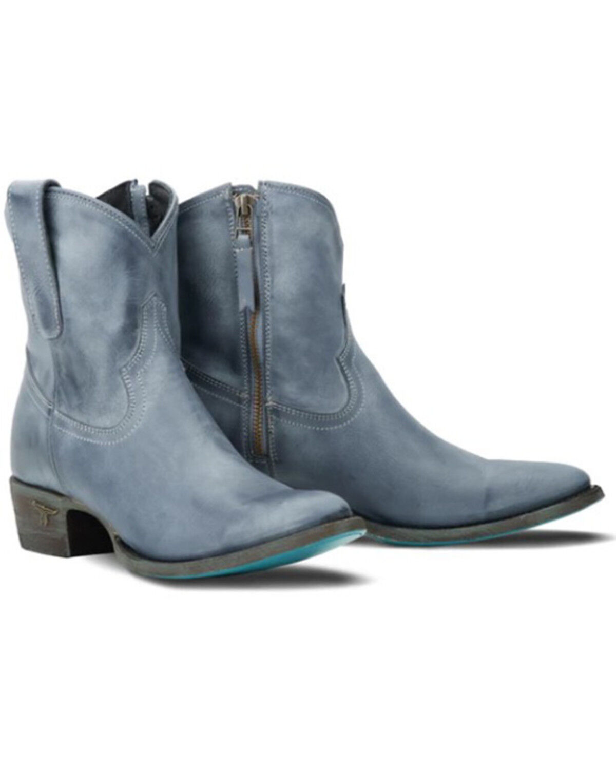 Image #1 - Lane Women's Plain Jane Western Booties - Round Toe, Blue, hi-res