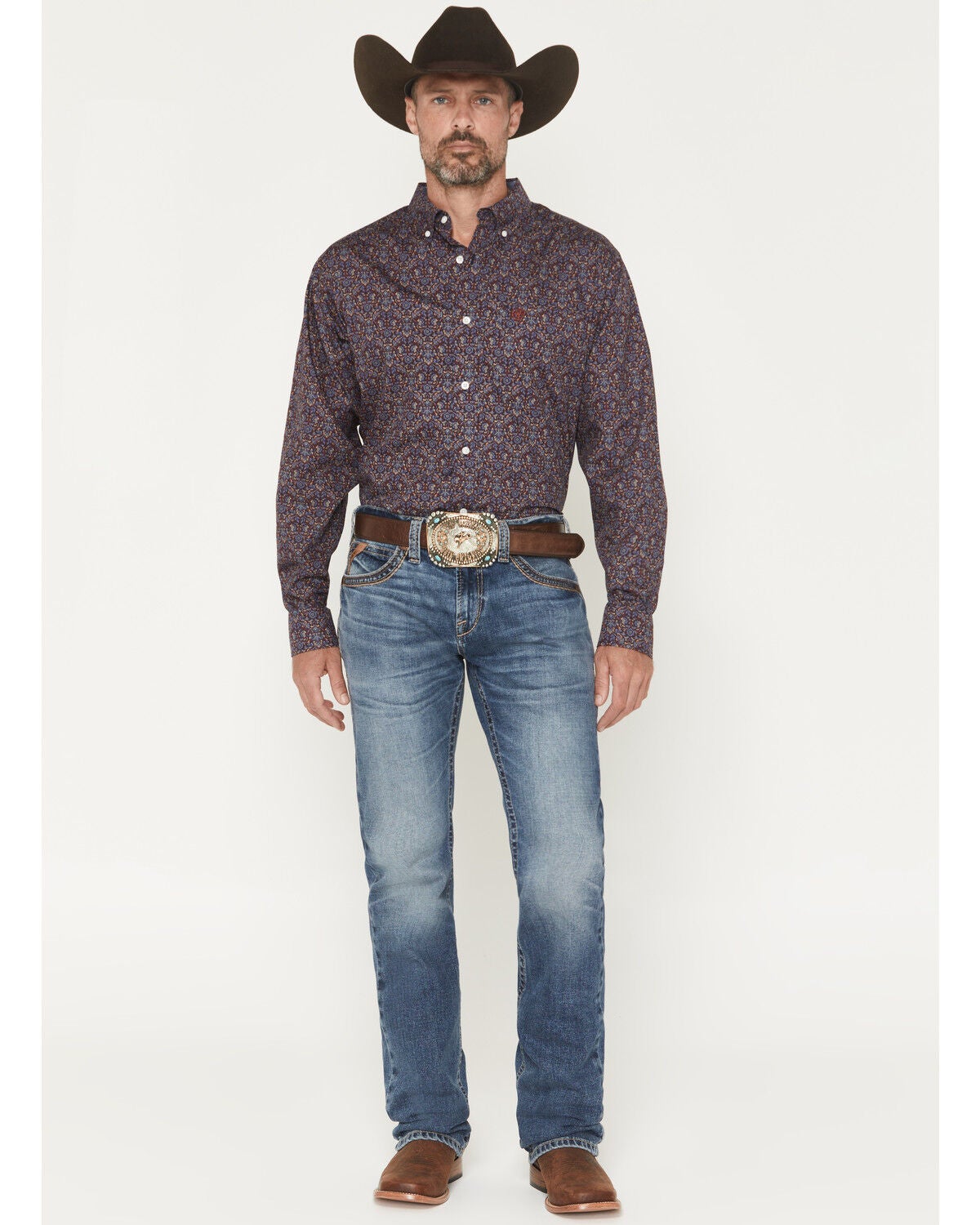 Image #1 - Ariat Men's Boot Barn Exclusive M7 Livermore Coltrane Medium Wash Slim Straight Stretch Denim Jeans, Medium Wash, hi-res