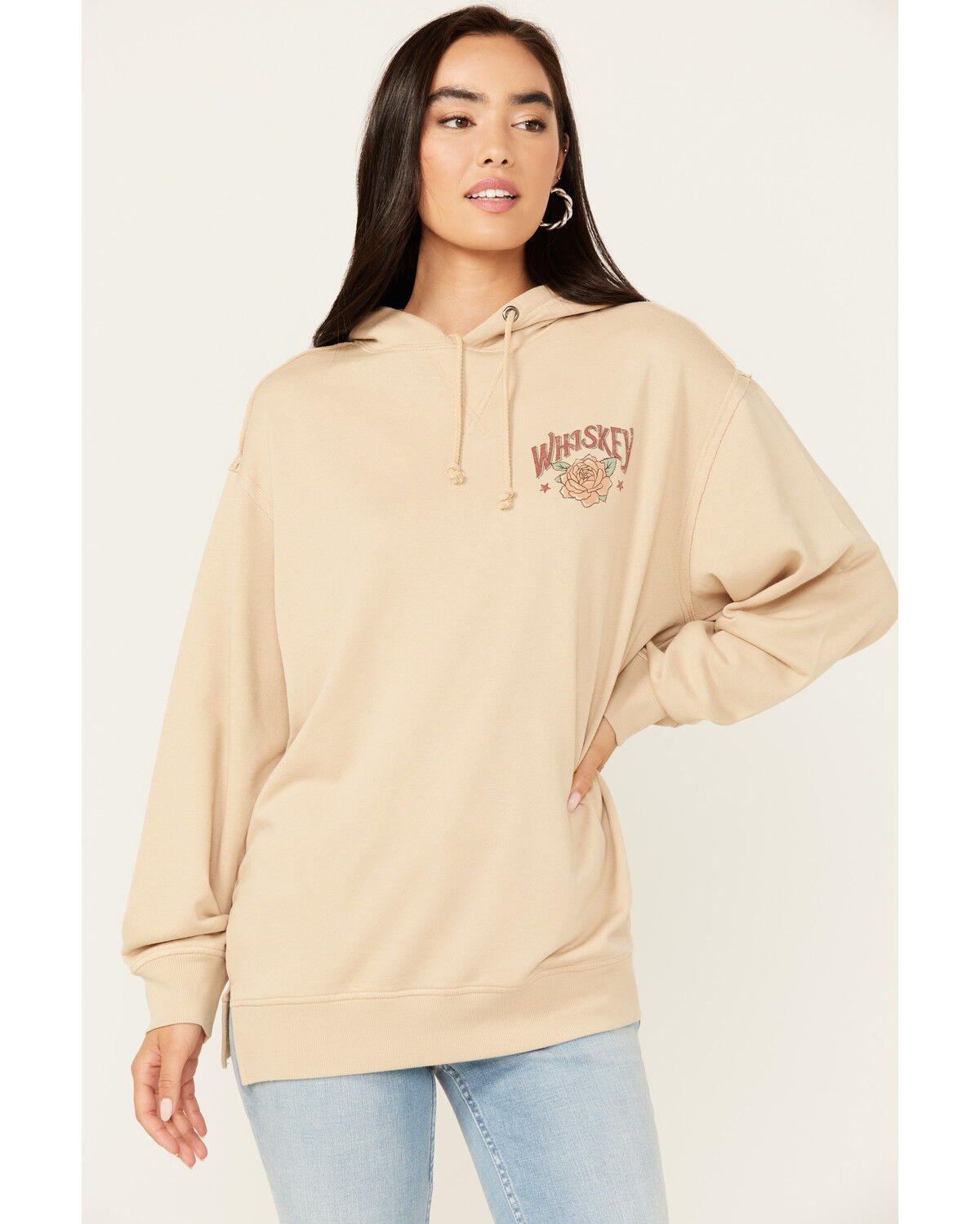 Image #1 - Cleo + Wolf Women's Whiskey Washed Oversized Hoodie, Wheat, hi-res
