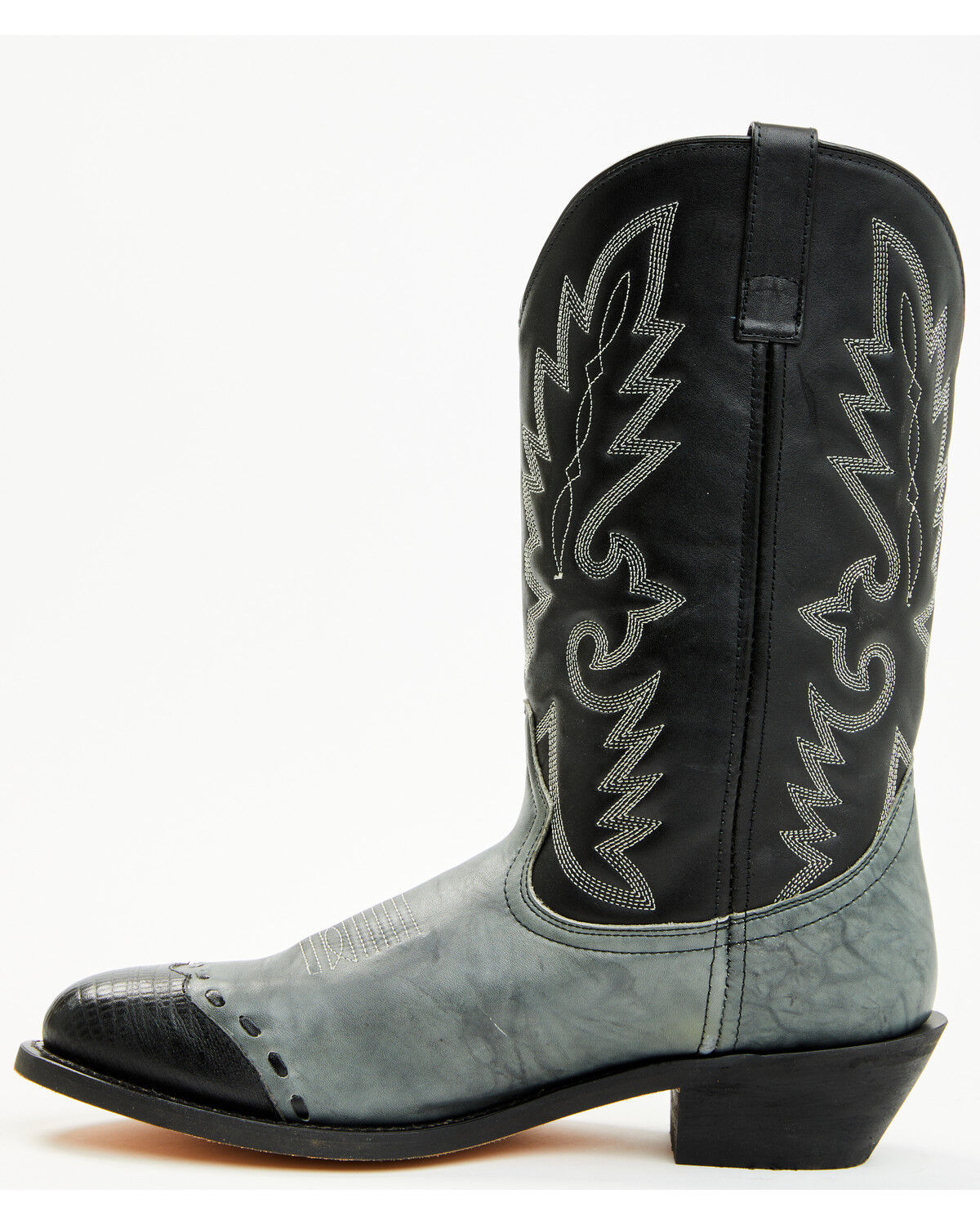 Image #3 - Laredo Men's Lizard Print Wingtip Western Boots - Round Toe, Grey, hi-res