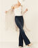 Image #2 - Fornia Women's Fringe Faux Suede Vest, Stone, hi-res