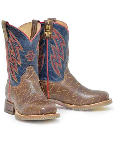 Image #1 - Tin Haul Boys' Lighting Fast Western Boots - Square Toe, Brown, hi-res