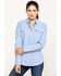 Image #1 - Ariat Women's FR Solid DuraStretch Long Sleeve Snap Work Shirt, Blue, hi-res