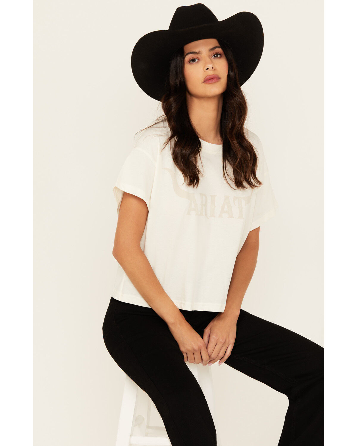 Image #1 - Ariat Women's Wild Hat Short Sleeve Graphic Tee, White, hi-res