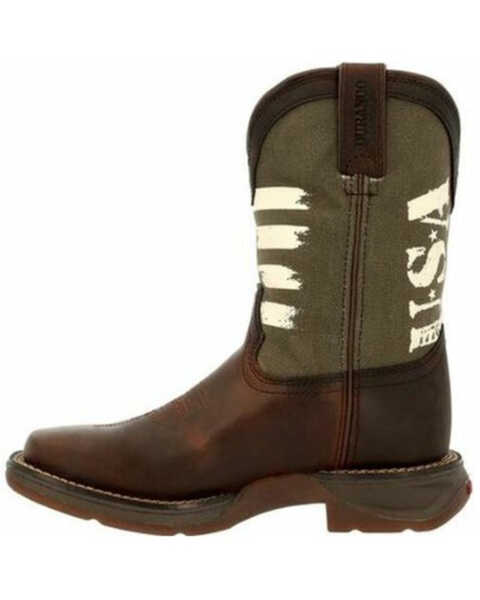 Image #3 - Durango Boys' Lil' Rebel USA Flag Western Boots - Broad Square Toe, Dark Brown, hi-res