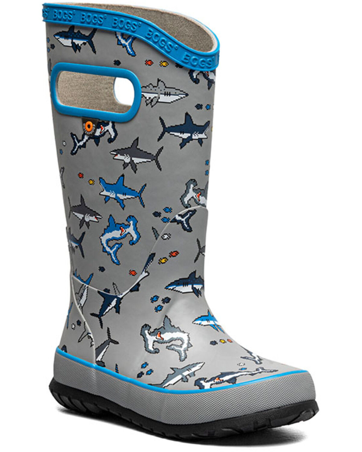 Image #1 - Bogs Boys' Pixel Shark Rainboots, Multi, hi-res