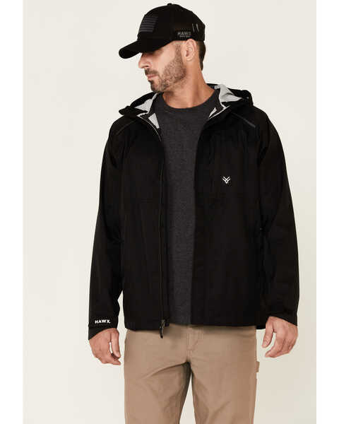 Hawx Men's Black Pro Elements Zip-Front Hooded Poly-Shell Work Jacket , Black, hi-res