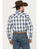 Image #4 - Roper Men's Amarillo Plaid Print Long Sleeve Western Pearl Snap Shirt, Blue, hi-res