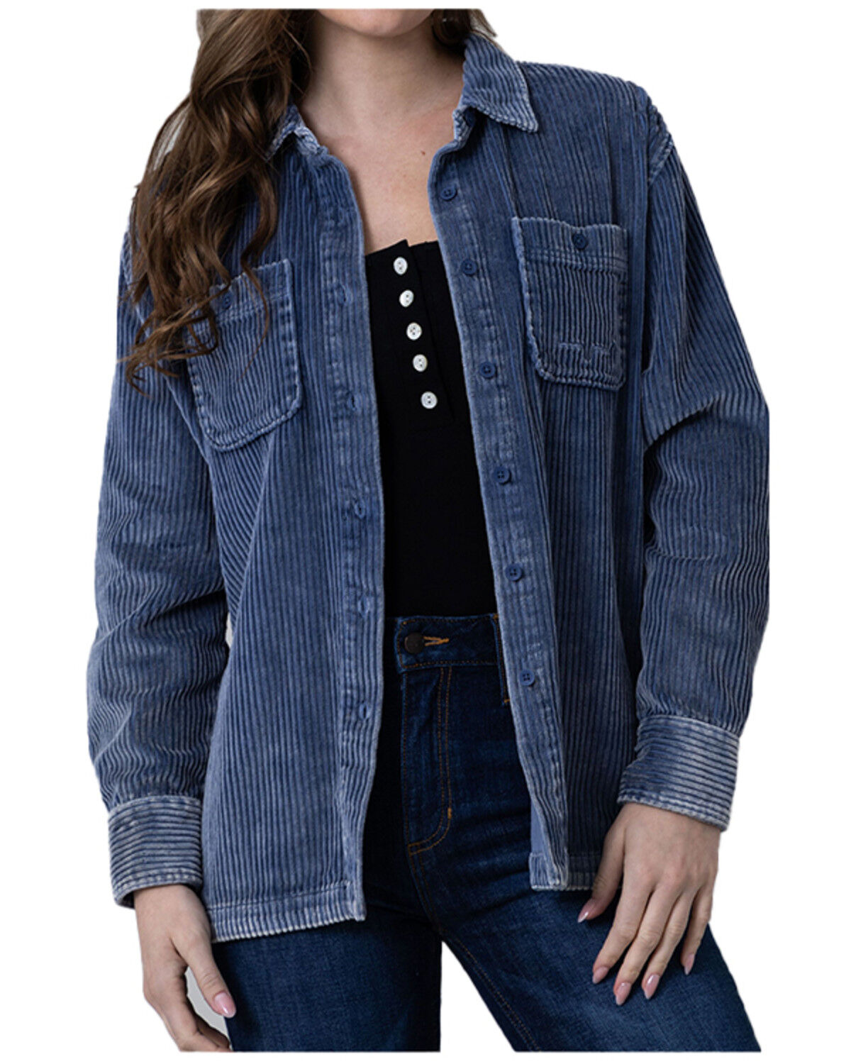 Image #1 - Kimes Ranch Women's Corduroy Long Sleeve Button-Down Shirt, Blue, hi-res