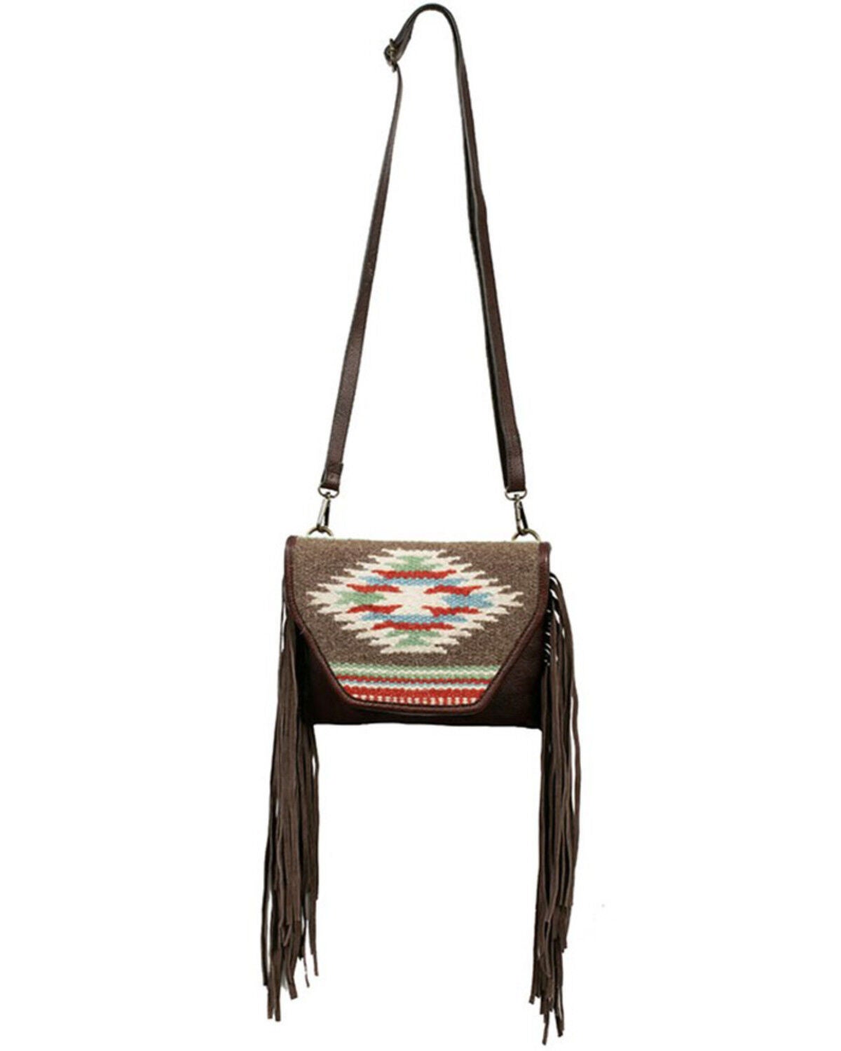 Image #1 - Scully Women's Woven Fringe Handbag, Brown, hi-res