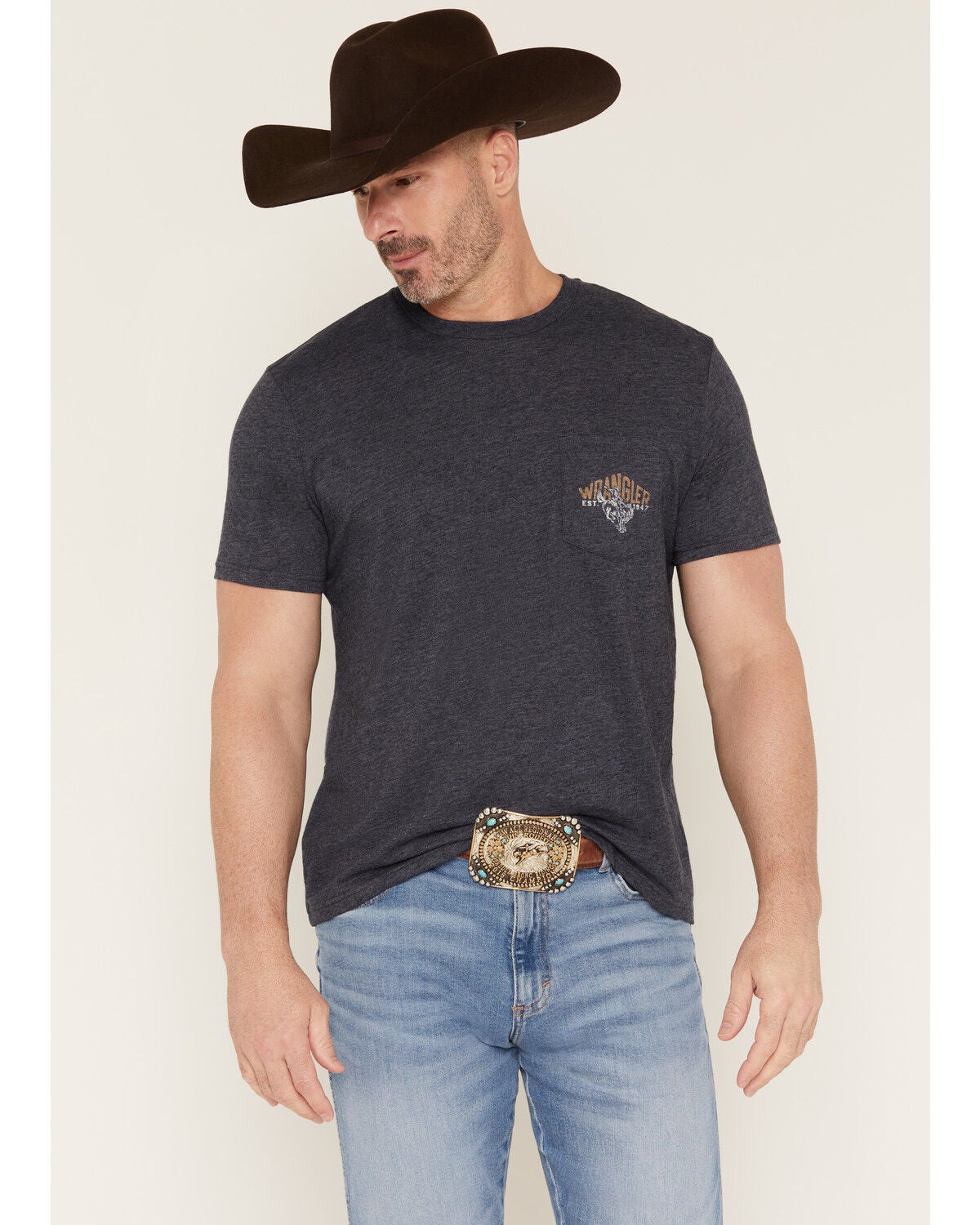 Wrangler Men's Cowboy Short Sleeve Graphic T-Shirt, Navy, hi-res