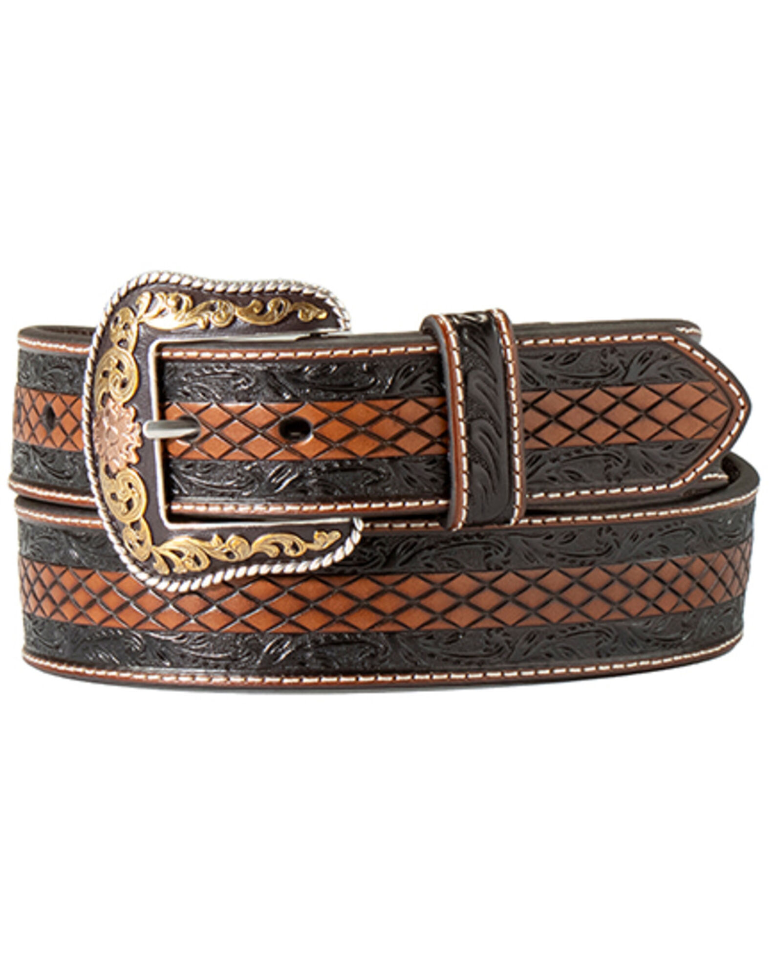 M F Western Men s Diamond Embossed Leather Belt Sheplers
