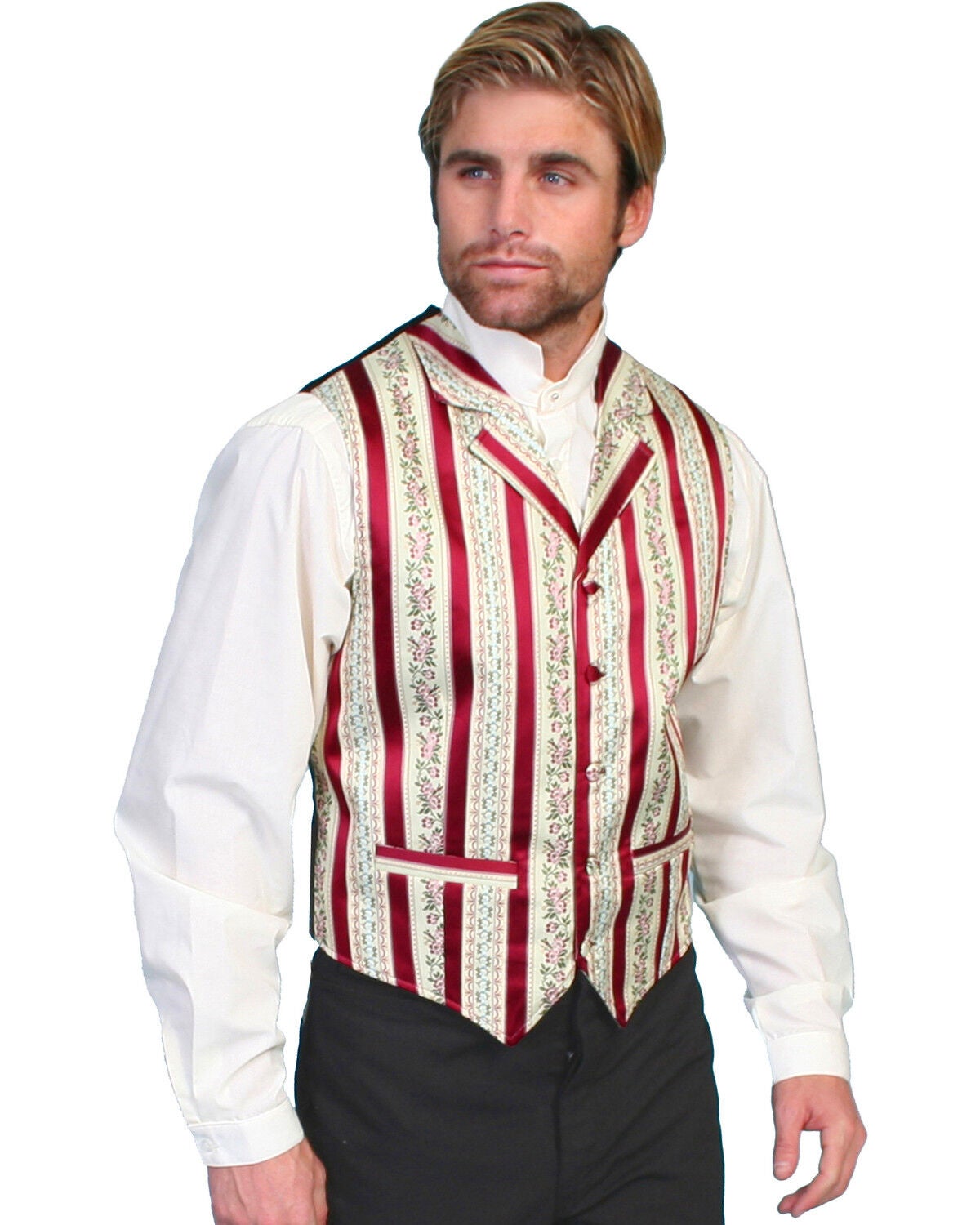 Rangewear by Scully Wallpaper Striped Vest - Big & Tall, Burgundy, hi-res
