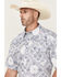 Image #2 - Cowboy Hardware Men's Boot Barn Exclusive Bandana Print Short Sleeve Snap Western Shirt, Navy, hi-res