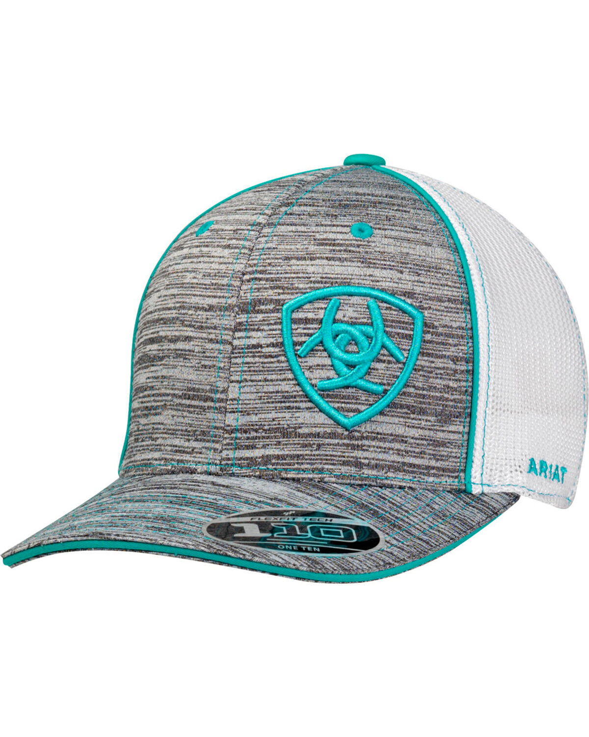 Image #1 - Ariat Men's Shield Patch Ball Cap, Heather Grey, hi-res