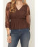 Image #3 - Shyanne Women's Embroidered Mesh Long Sleeve Button-Down Shirt, Brown, hi-res