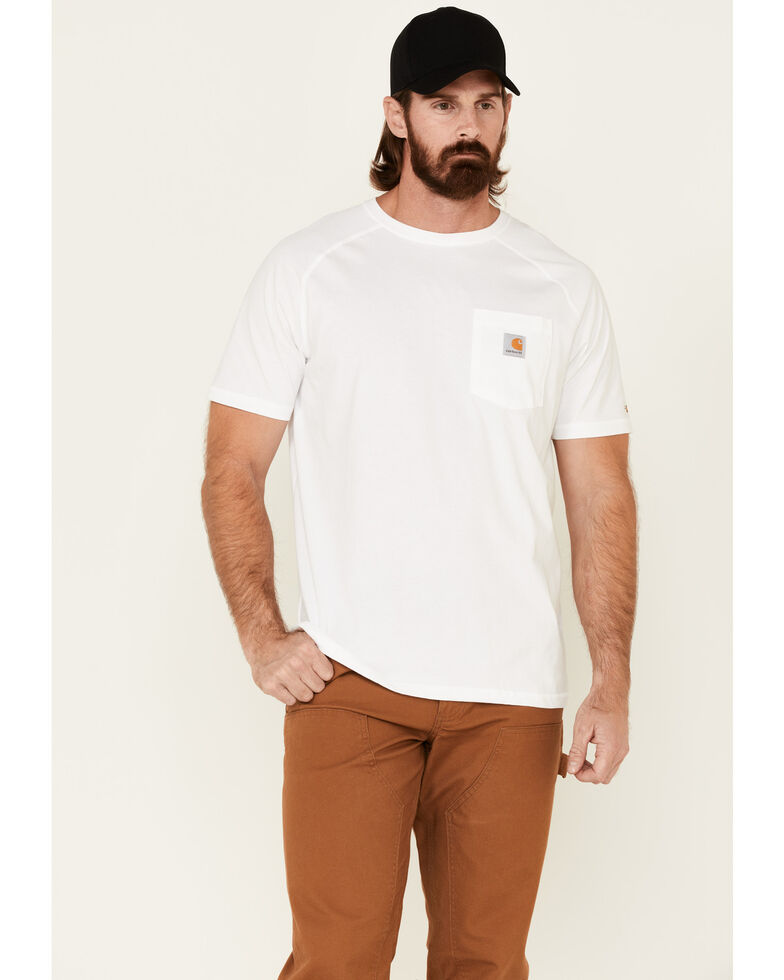 Carhartt Men's White Force Cotton Short Sleeve Work T-Shirt , White, hi-res