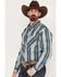 Image #2 - Cowboy Hardware Men's Gradient Plaid Print Long Sleeve Button Down Western Shirt, Blue, hi-res