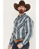 Image #2 - Cowboy Hardware Men's Gradient Plaid Print Long Sleeve Button Down Western Shirt , Blue, hi-res