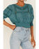 Image #3 - Patrons of Peace Women's Woven Lace Smocked Bottom Blouse, Blue, hi-res