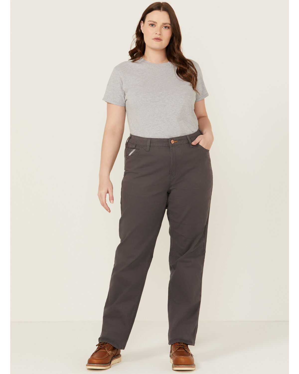 Image #1 - Ariat Women's Rebar PR Made Tough Straight Pants - Plus, Grey, hi-res