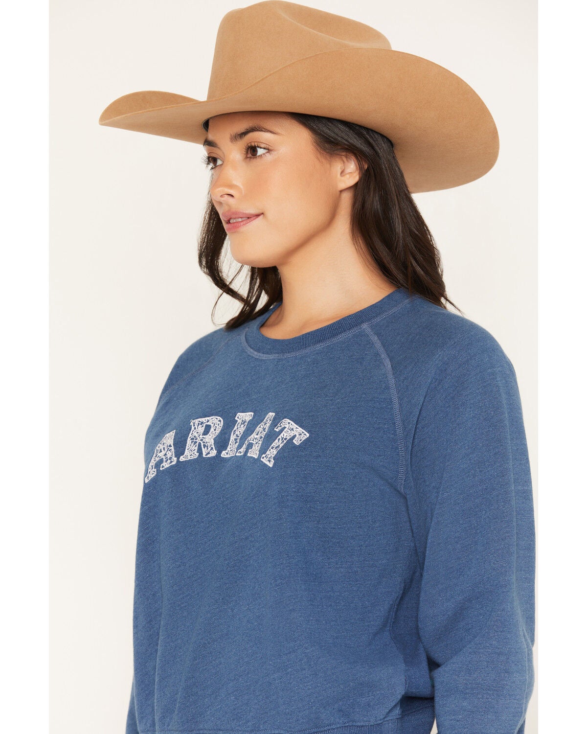 Image #2 - Ariat Women's Boot Barn Exclusive Logo Lace Crewneck, Blue, hi-res
