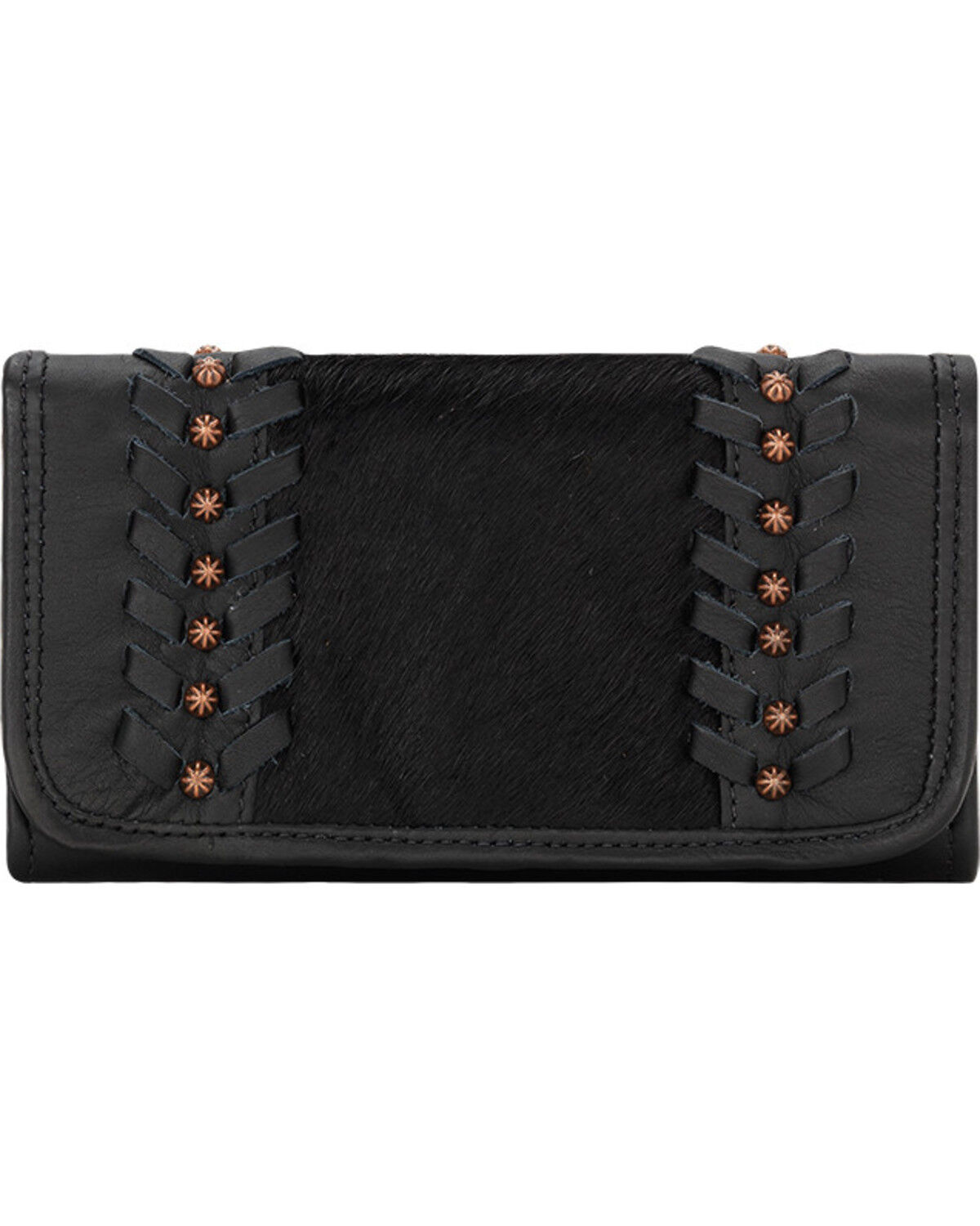 Image #1 - American West Women's Cow Town Black Tri-Fold Wallet, Black, hi-res