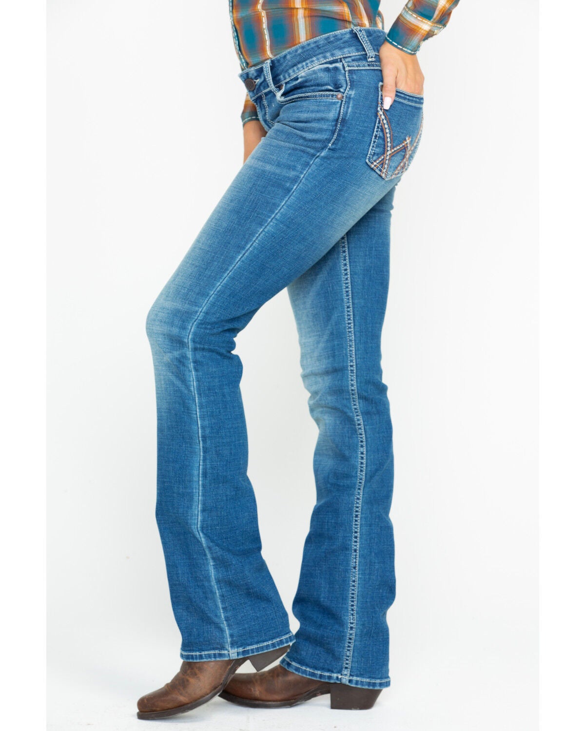 Image #3 - Wrangler Women's Retro Mae Deadwood Light Wash Mid Rise Bootcut Jeans, Blue, hi-res