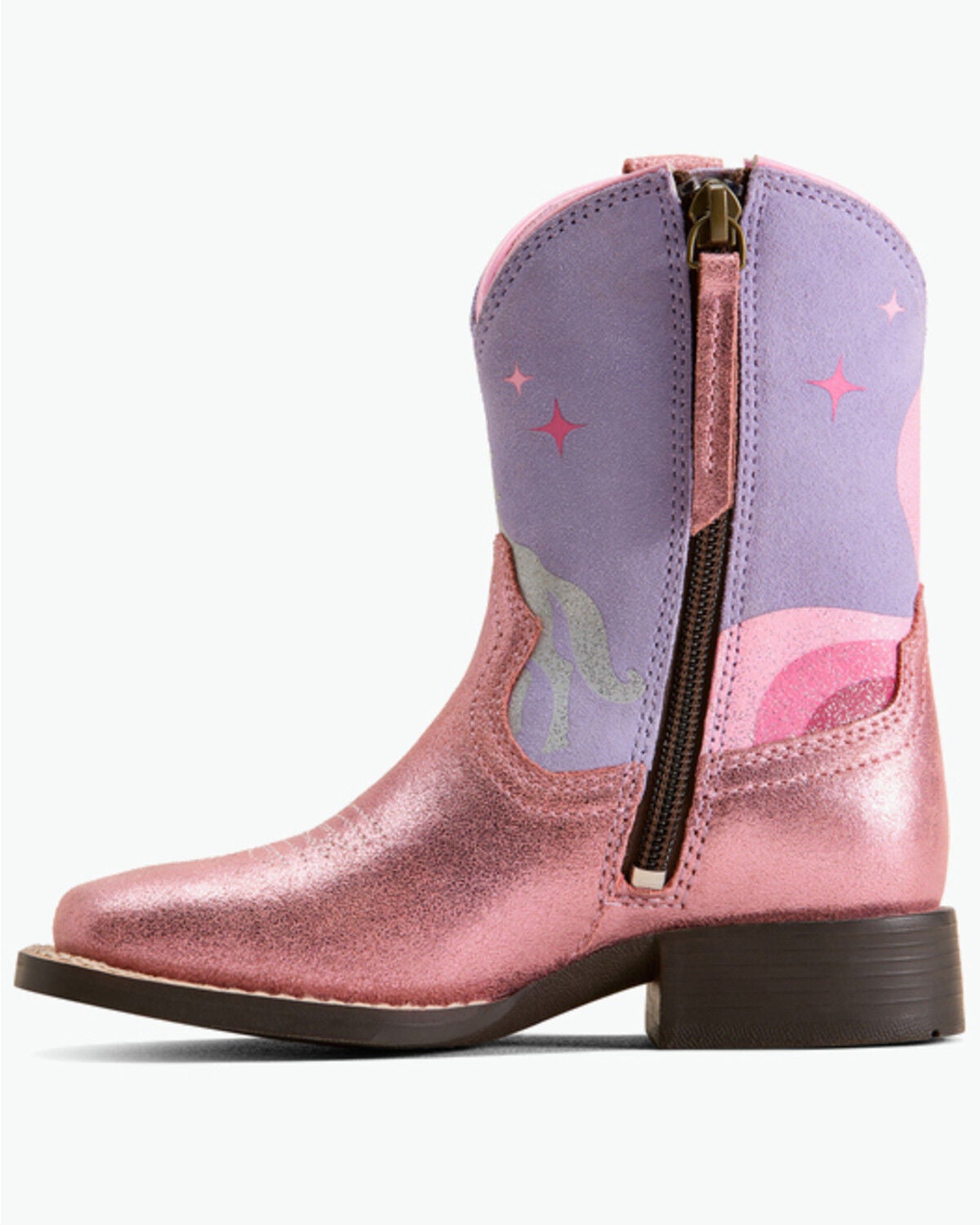 Image #2 - Ariat Girls' Unicorn Magic Metallic Western Boots - Broad Square Toe, Pink, hi-res