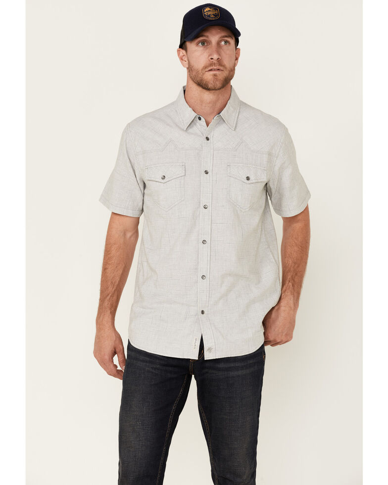 Moonshine Spirit Men's Haystack Solid Short Sleeve Snap Western Shirt , Grey, hi-res