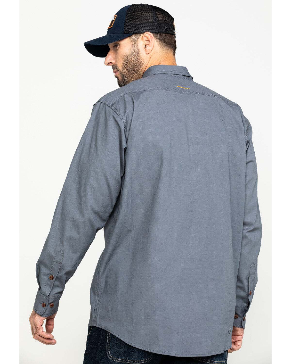Image #2 - Ariat Men's Steel Rebar Made Tough Durastretch Long Sleeve Work Shirt, Steel, hi-res