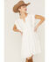 Molly Bracken Women's Solid Crochet Front Ruffle Sleeve Mini Dress, White, hi-res