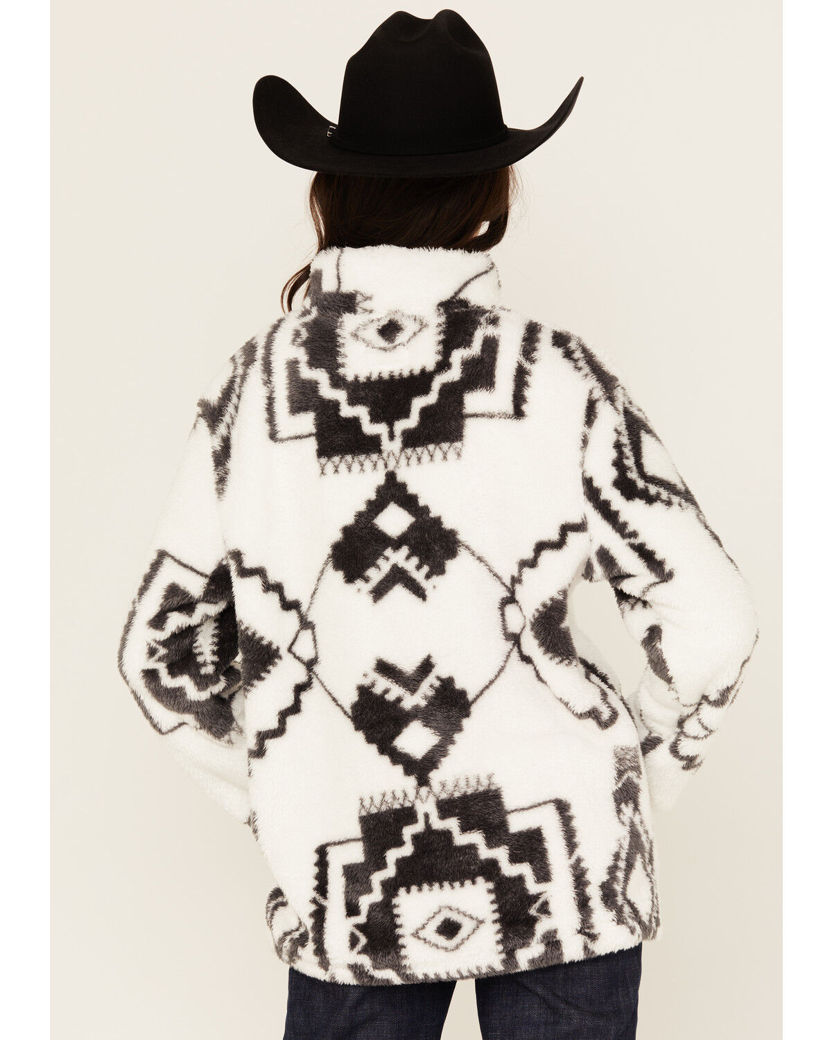 Image #4 - Hooey Women's Geo Print Fleece Pullover, Black, hi-res