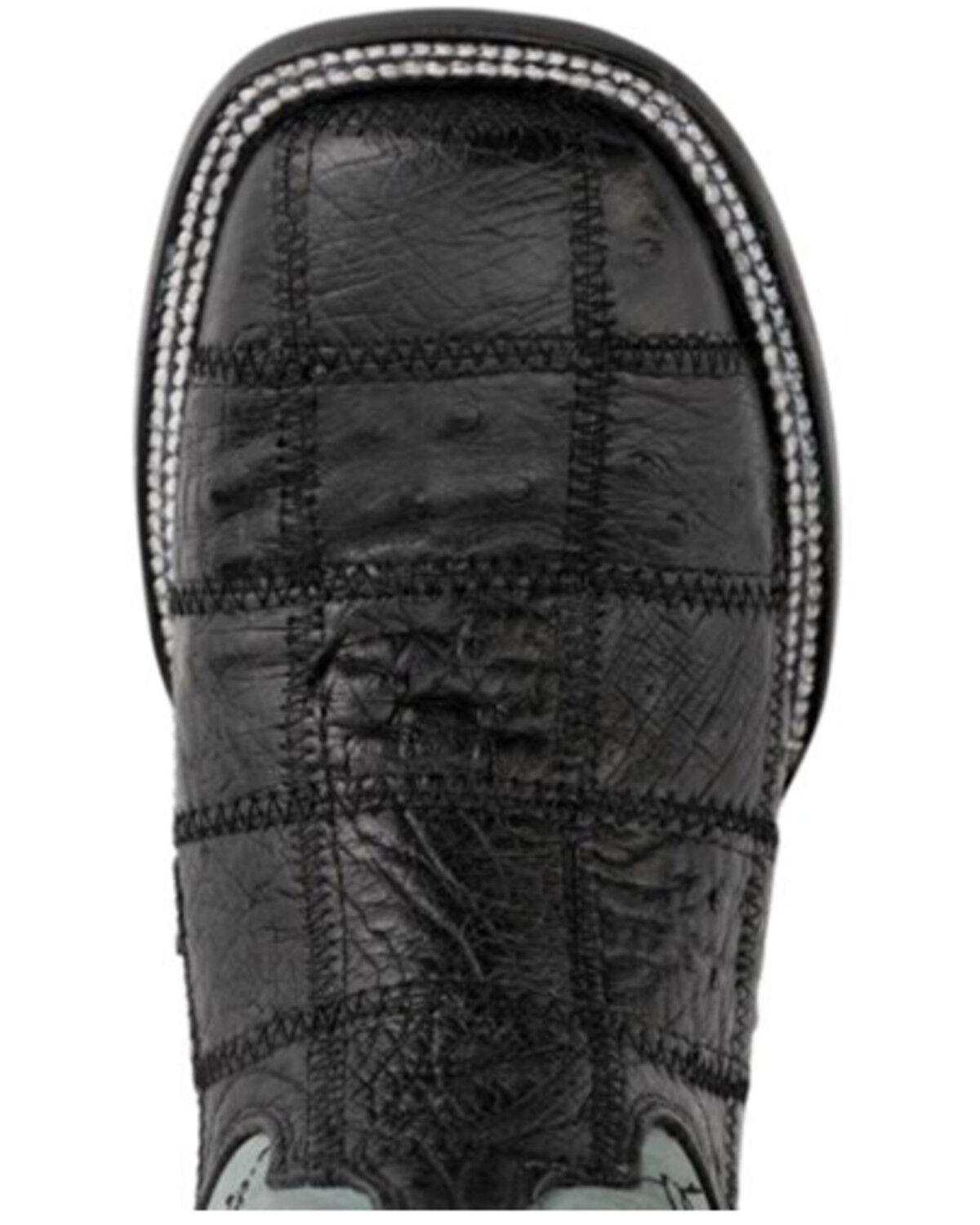 Image #6 - Ferrini Men's Ostrich Patchwork Exotic Western Boots - Broad Square Toe, Black, hi-res